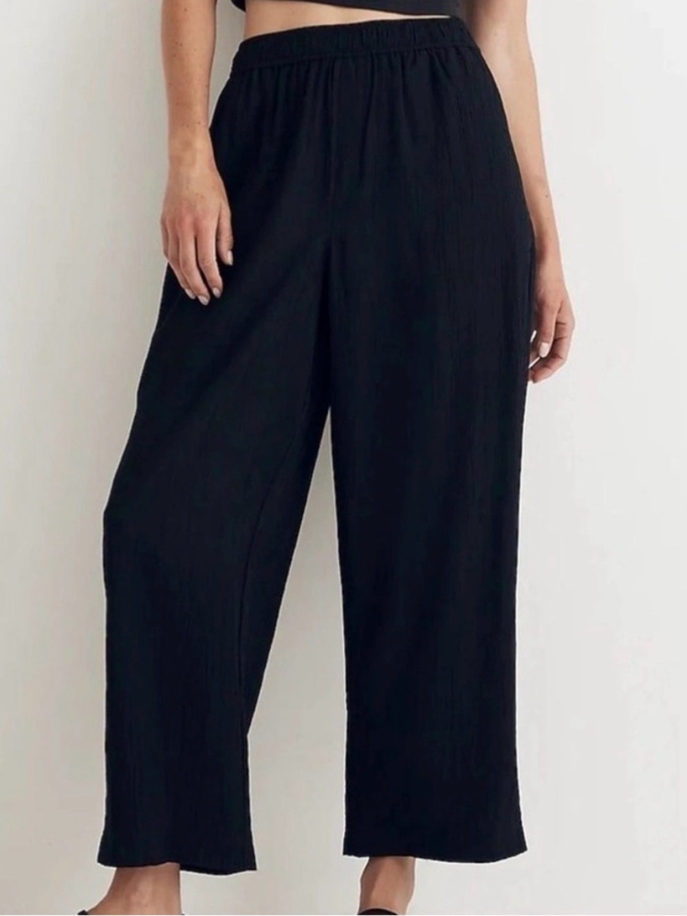 Madewell Women’s Black Textured Relaxed Trousers